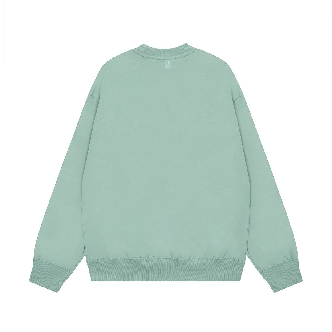 Ami Pairs Macaron medium love round neck sweatshirt wood green 818